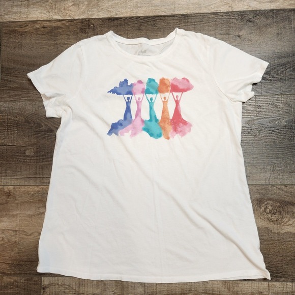 J. Jill Tops - J. Jill Graphic Tee Women L White Excellent Watercolor Unity Short Sleeve Cotton